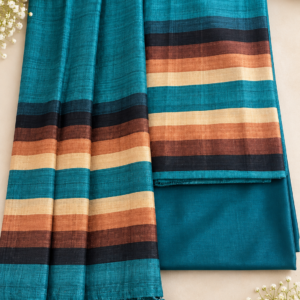 Teal Blue Semi-Silk Dress Material