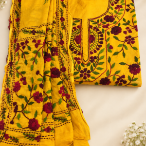 Mustard Yellow Phulkari Dress Material