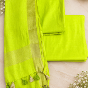 Lime Green Linen Dress Material