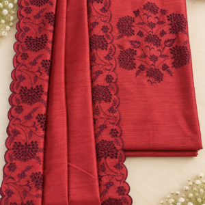 Wine Red Semi-Tussar Top & Dupatta