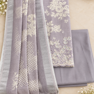 Lavender Grey Semi-Linen Dress Material