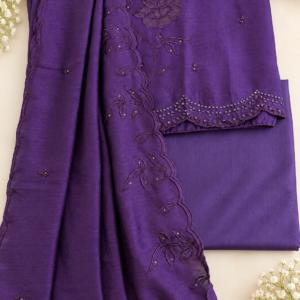 Purple Crush Applique Dress Material